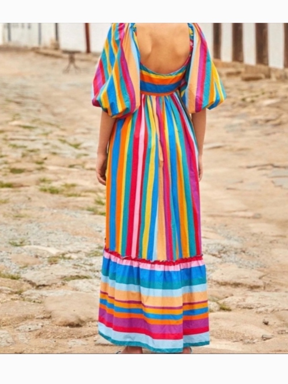 Farm Rio Striped Scarf Maxi Ruffled Dress - Picture 2 of 9